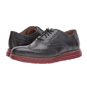 Cole Haan Charcoal Perforated Leather Wingtip Oxford Shoes